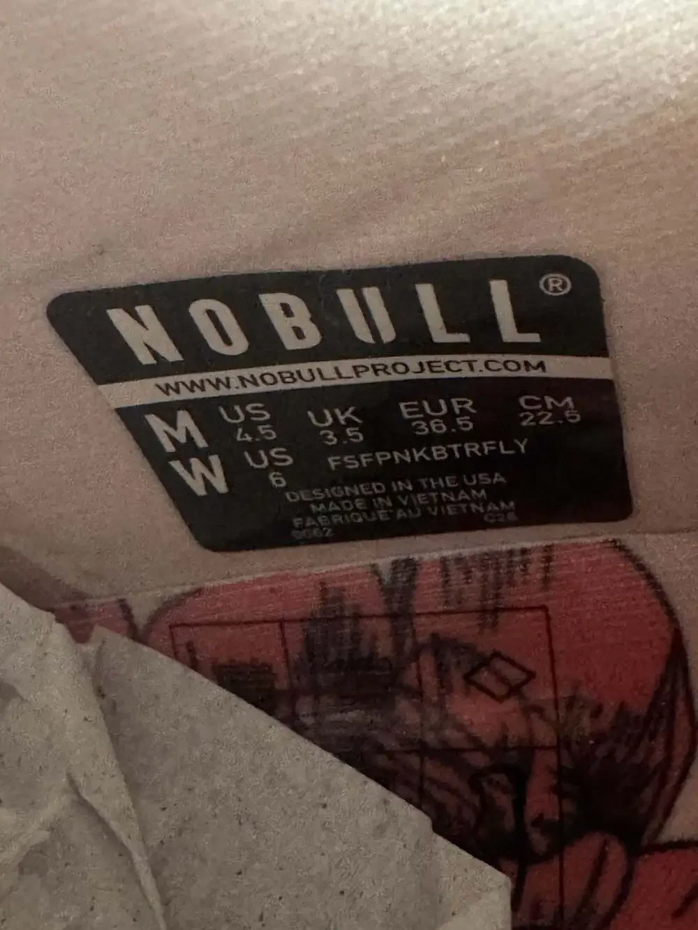 NOBULL Outwork Training Shoes Rose Butterfly Floral Print Women's Size 6